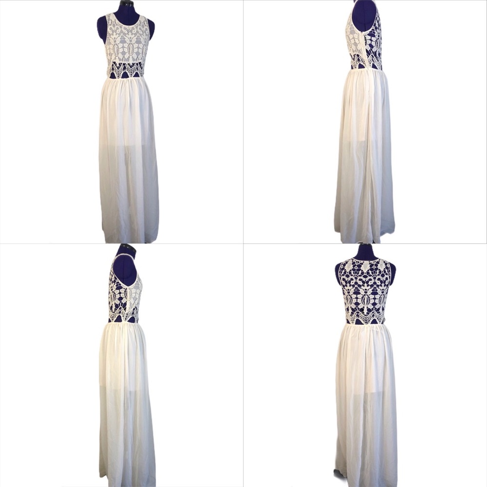 Poetry Cream White Lace Maxi Dress - Picture 3 of 10